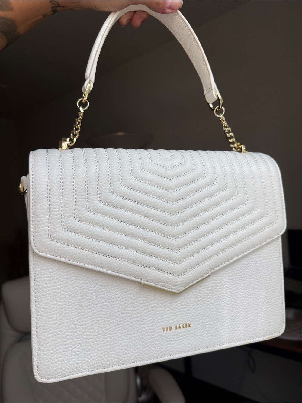 Ted Baker white & gold Flap Shoulder Bag